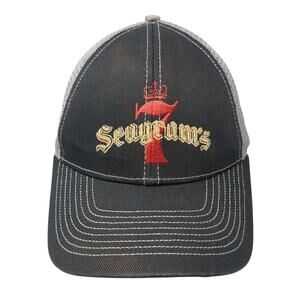 Seagram's Strapback Trucker Hat Black One Size Mesh Back Embroidered